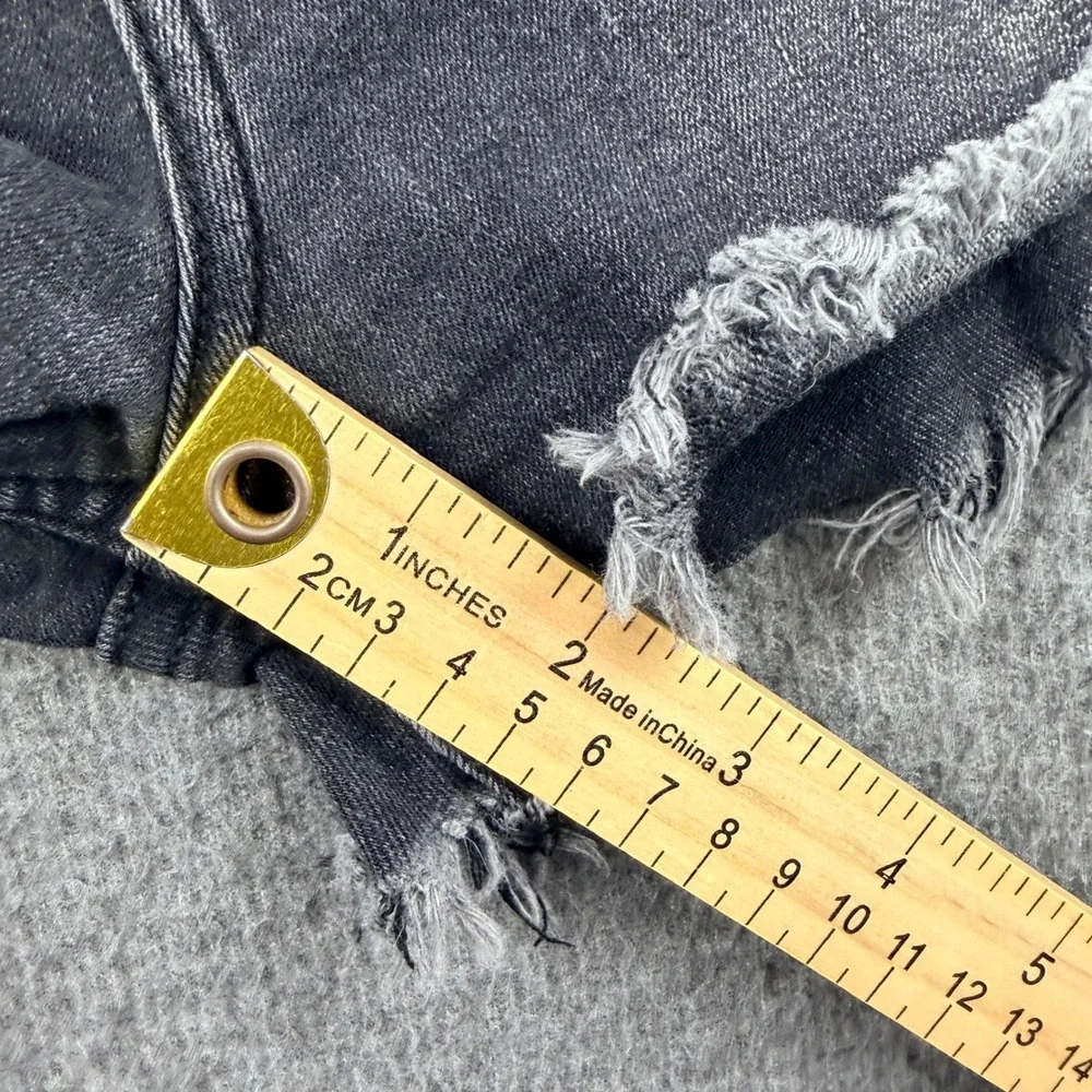 Abercrombie‎ & Fitch Women's 27 High Rise Distressed Denim Shorts Black Frayed